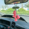 Handmade Crochet Car Pendant Decoration Bluebell Flower Rearview Mirror of The Car Hanging Keychain Accessori