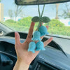 Handmade Crochet Car Pendant Decoration Bluebell Flower Rearview Mirror of The Car Hanging Keychain Accessori