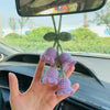 Handmade Crochet Car Pendant Decoration Bluebell Flower Rearview Mirror of The Car Hanging Keychain Accessori